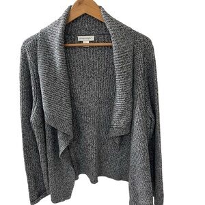 Christopher &  Banks open Front shawl Cardigan Size XL gray silver threads NWOT
